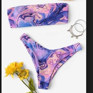 watercolor bandeau bikini